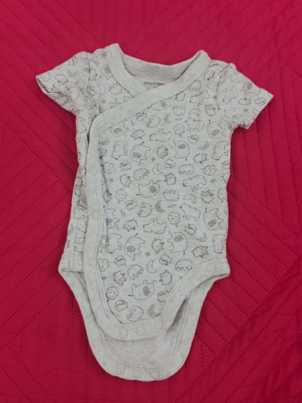 Simple Light Gray Animal-Print Kimono One-Piece